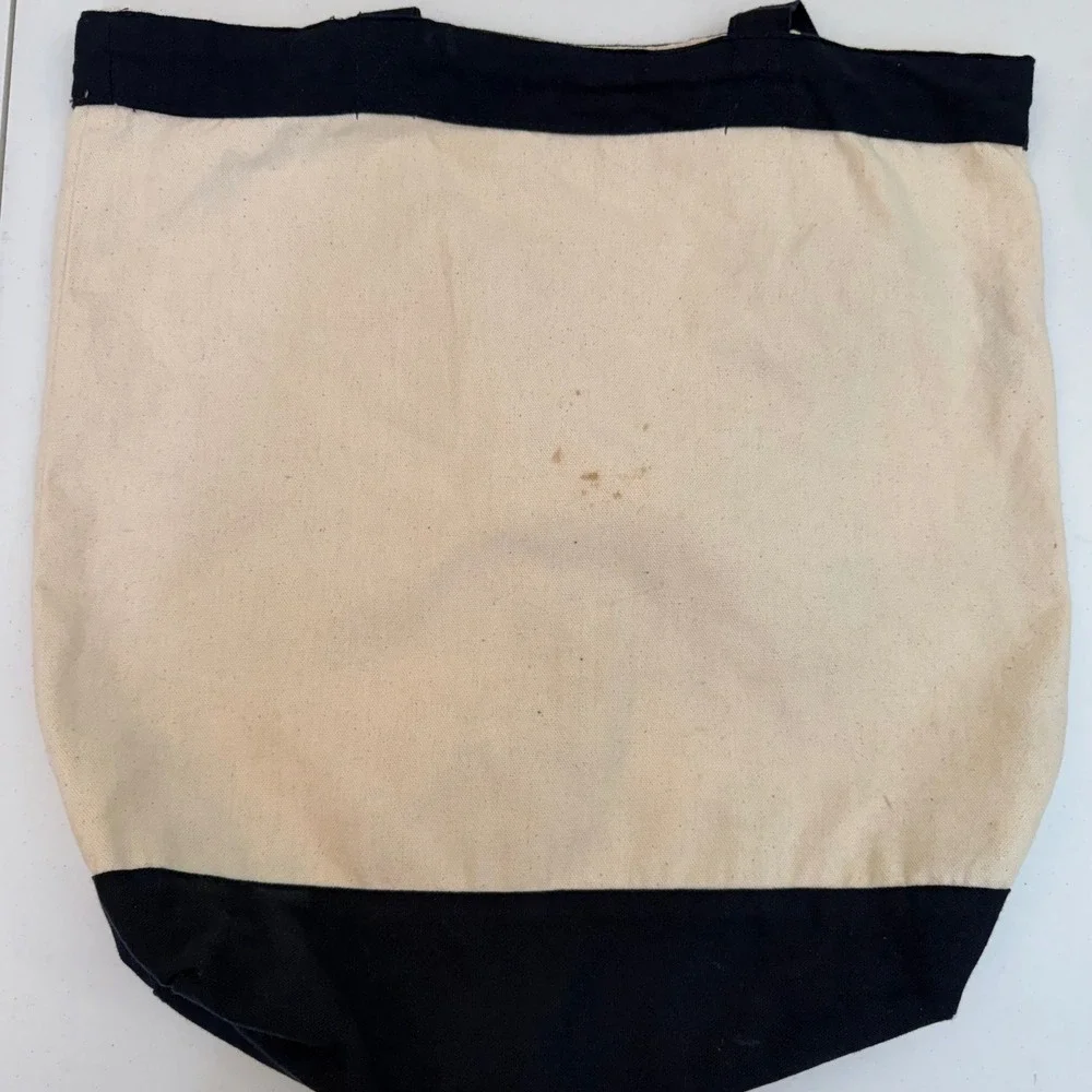 Vintage Del Sol Key West Florida Canvas Cotton Tote Bag Navy Cream Resortwear